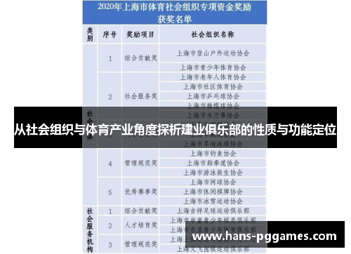 从社会组织与体育产业角度探析建业俱乐部的性质与功能定位